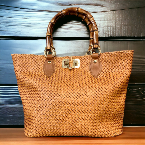 Handmade bag, Shopper &amp; bamboo