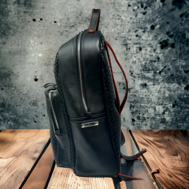 Backpack in woven calfskin