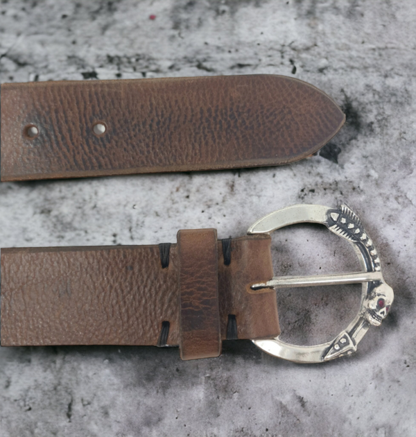Buffered leather belt