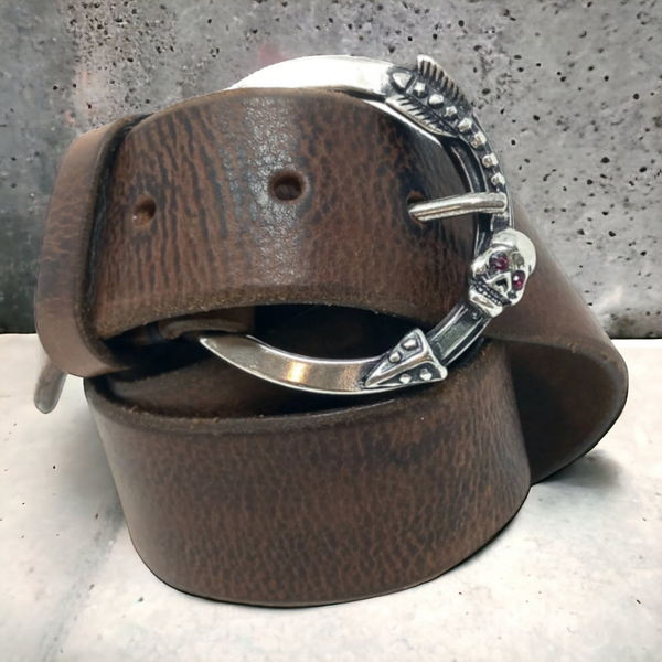 Buffered leather belt