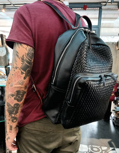 Backpack in woven calfskin