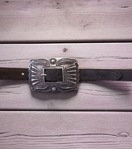 NWT BrunoCenere Black Leather Belt with Decorative Silver Buckle Belts – Brunocenere main image 3