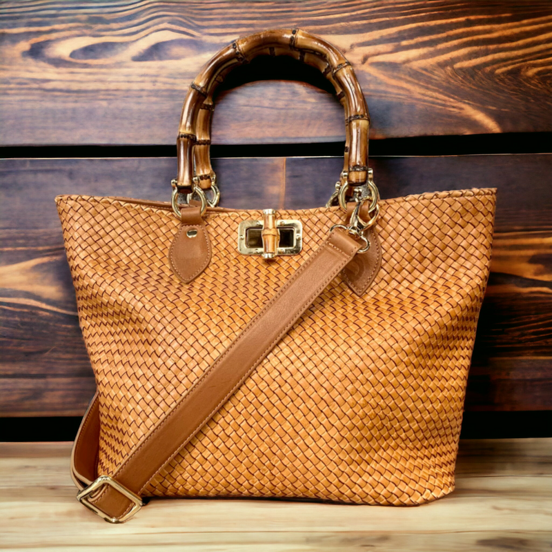 Handmade bag, Shopper &amp; bamboo
