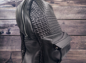 Backpack in woven calfskin