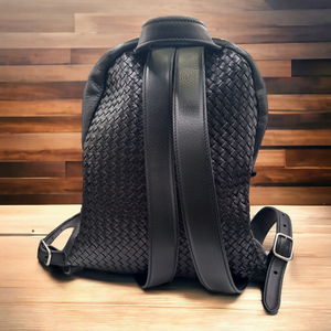 Backpack in woven calfskin