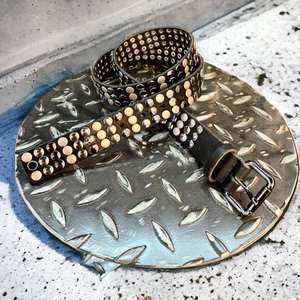 Handmade belt, with studs and crystals